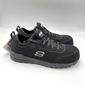 6.5W‎ 6.5 WIDE WIDTH Skechers Womens Bulkin Balran Black Work Sneakers Shoes